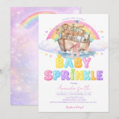 Noahs Arche Baby Sprinkle Glitter Regenbogen Einladung (Vorne/Hinten)