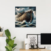 Noahs Arche im Hochwasser Christliche Bibelgeschic Poster (Heimbüro)