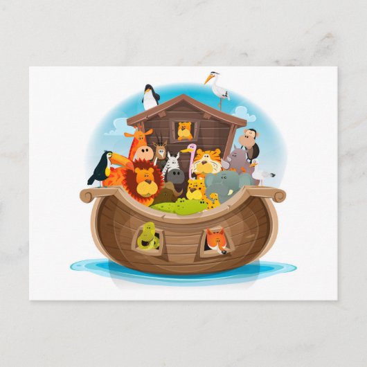 Noahs Arche mit Junglebewesen Postkarte (Vorderseite)