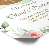 Noahs Arche Rosa Blumen Dedicationen Taufe Poster (Ecke)
