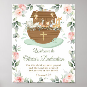 Noahs Arche Rosa Blumen Dedicationen Taufe Poster