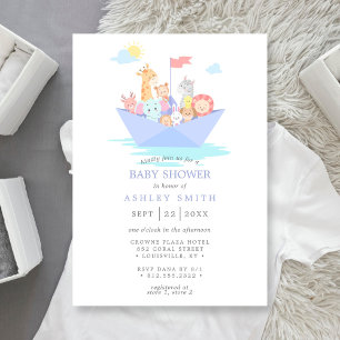 Noahs Arche Süße Tier Boot Baby-Party Einladung