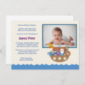 Noahs Arche-Taufeinladungen Einladung (Vorne/Hinten)