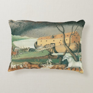 Noahs Arche von Edward Hicks, Vintage Folk Art Dekokissen