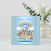 Noahs ark animal Einladung BLUE 2 (Stehend Vorderseite)