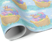 Noah's Ark Animals Blue Türkise Muster Geschenkpapier (Rolleneckpunkt)
