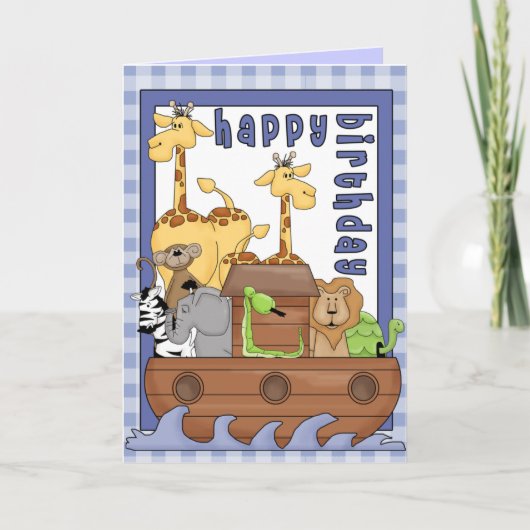 Noah's Ark Animals Boy Happy Birthday Card Karte (Vorderseite)