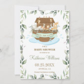 Noah's Ark Animals Greenery Baby Dusche neutral Save The Date (Vorderseite)