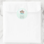 Noahs Ark Animals Mint Gingham Runder Aufkleber (Tasche)