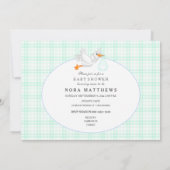 Noahs Ark Animals Mint Green Gingham Einladung (Rückseite)