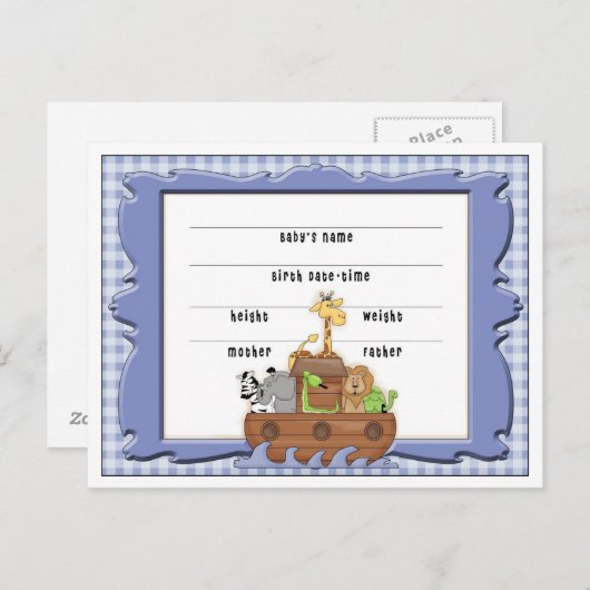 Noahs Ark Baby Announctions Postkarten (Vorne/Hinten)