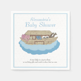 Noah's Ark Baby Boy Blue Baby Shower Serviette
