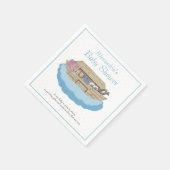 Noah's Ark Baby Boy Blue Baby Shower Serviette (Ecke)