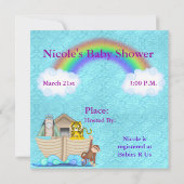 Noahs Ark Baby Dusche Einladung Regenbogen & Wolke (Rückseite)