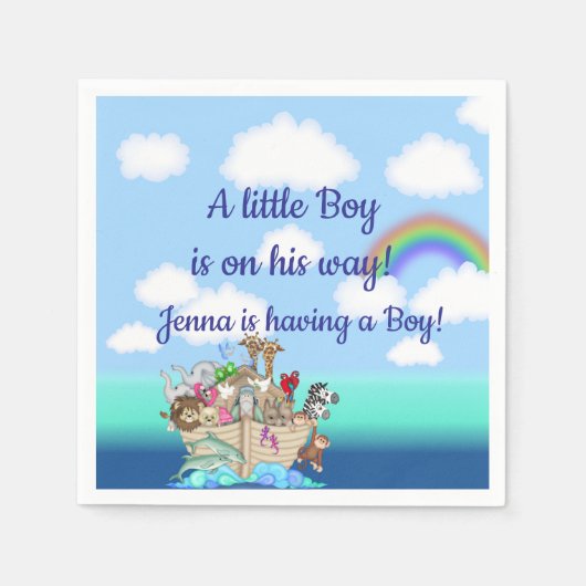 Noahs Ark Baby Duwer Gefallen Serviette (Vorderseite)