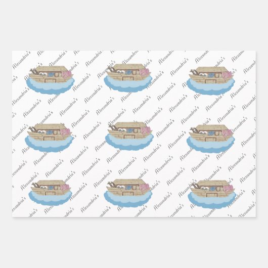 Noah's Ark Baby Girl oder Boy Baby Shower Geschenkpapier Set (Vorderseite 2)
