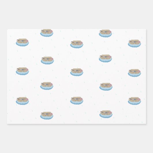 Noah's Ark Baby Girl oder Boy Baby Shower Geschenkpapier Set (Vorderseite)