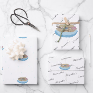Noah's Ark Baby Girl oder Boy Baby Shower Geschenkpapier Set