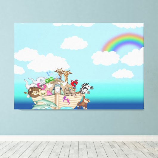Noahs Ark Baby Kinderzimmer Art Wall Leinwand (Insitu (Holzboden))