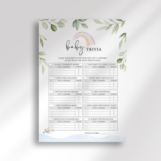 Noah's Ark Baby Shower Baby Trivia Game Einladung