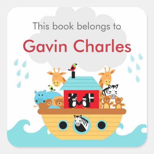 Noah's Ark Baby Shower Buchzeichen Aufkleber (Vorderseite)