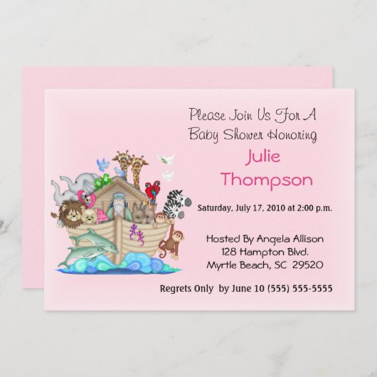 Noah's Ark Baby Shower Einladung (Vorne/Hinten)