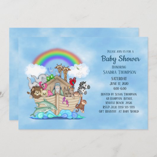 Noah's Ark Baby Shower Einladung (Vorne/Hinten)