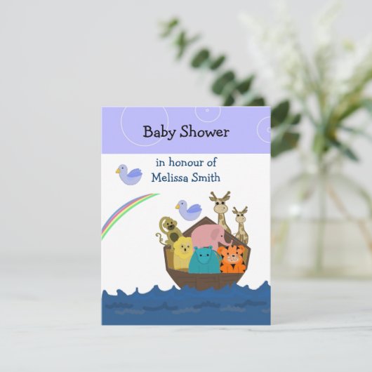 Noah's Ark Baby Shower Einladung (Stehend Vorderseite)