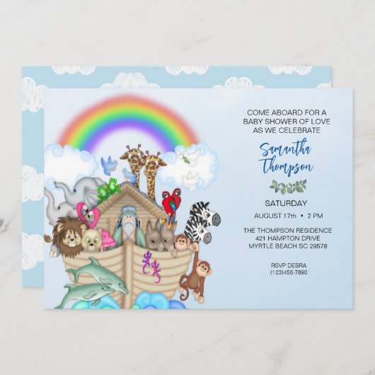 Noah's Ark Baby Shower Einladung (Vorne/Hinten)