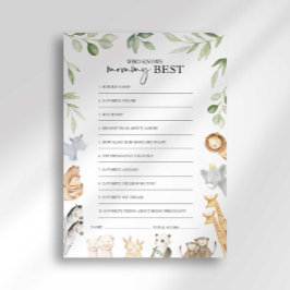 Noah's Ark Baby Shower kennt Mommy Best Game Einladung