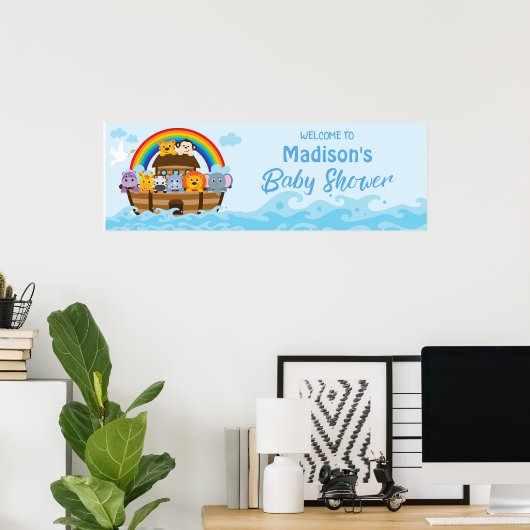 Noah's Ark Baby Shower Party Banner Poster (Heimbüro)
