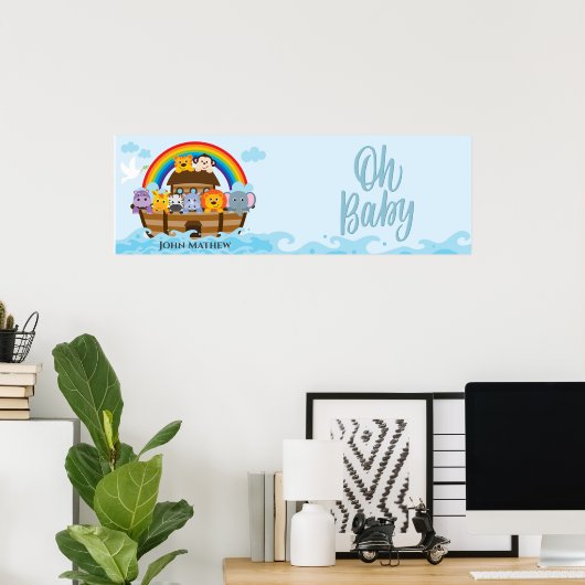 Noah's Ark Baby Shower Party Banner Poster (Heimbüro)