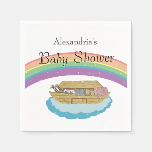 Noah's Ark Baby Shower Rainbow Genneutraler Serviette (Vorderseite)