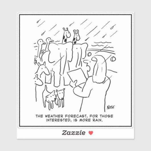 Noah's Ark. Biblical Story, Weather Forecast Funny Aufkleber (Blatt)