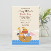 Noahs Ark Birthday Party Einladung (Stehend Vorderseite)