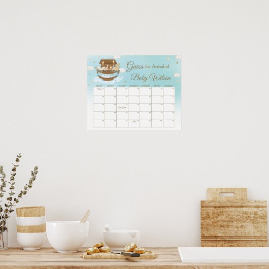 Noah's Ark Blue Boy rät Baby's Due Date Game Poster (Küche)