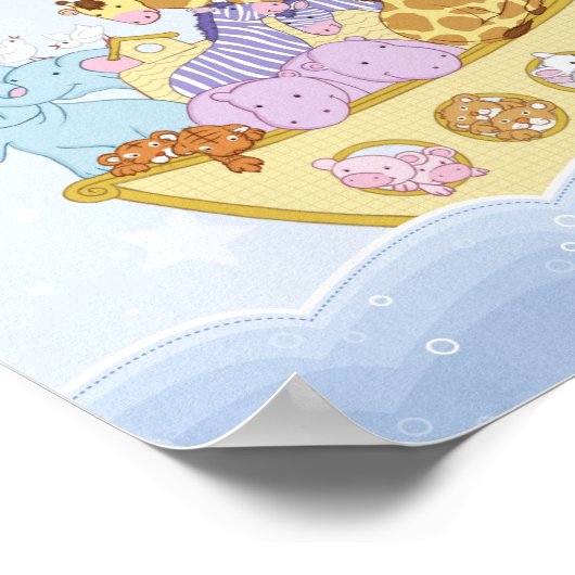 Noah's Ark Blue Kinderzimmer Poster Print (Ecke)