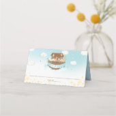 Noah's Ark Blue Niedlicher Tiere Boy Baby Shower N Platzkarte (Vorderseite)