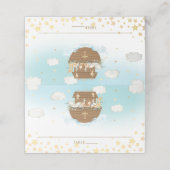 Noah's Ark Blue Niedlicher Tiere Taufe Gast Name Platzkarte (Außenseite Aufgefaltet)