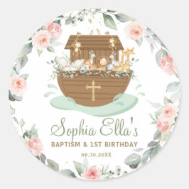 Noahs Ark Blume Taufe zum Geburtstag Runder Aufkleber