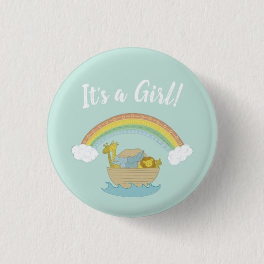 Noahs Ark Boho Baby Dusche ist ein Mädchen Button (Vorderseite)