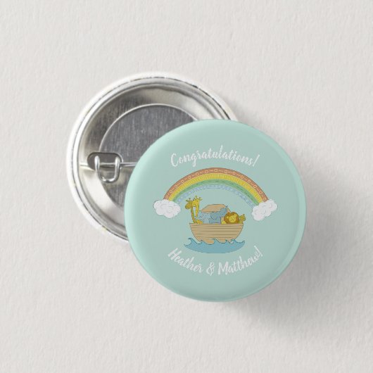 Noah's Ark Boho Baby Shower Button (Vorne & Hinten)