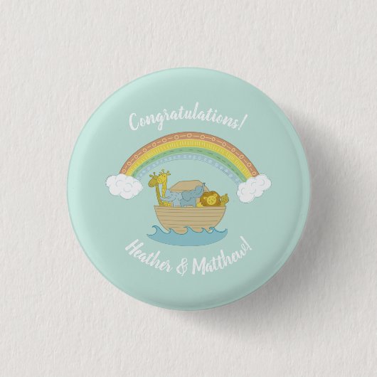 Noah's Ark Boho Baby Shower Button (Vorderseite)