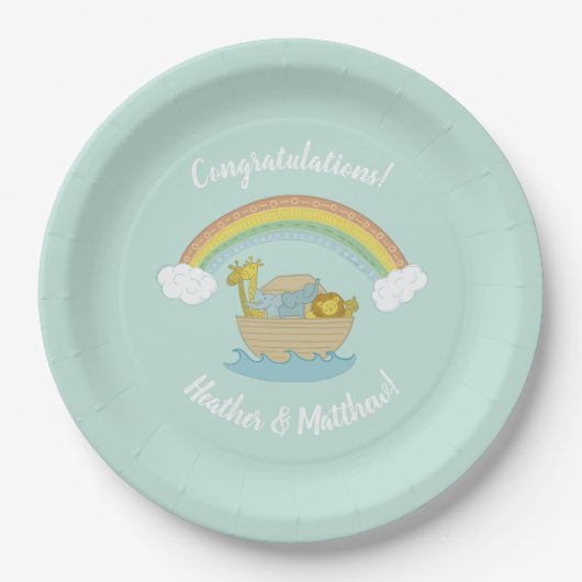 Noah's Ark Boho Baby Shower Pappteller (Vorderseite)