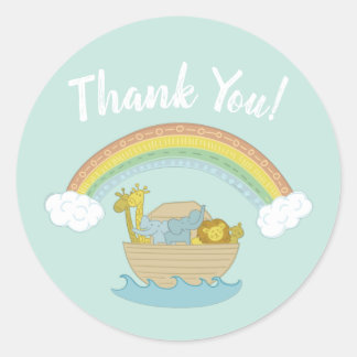 Noah's Ark Boho Baby Shower Vielen Dank Runder Aufkleber