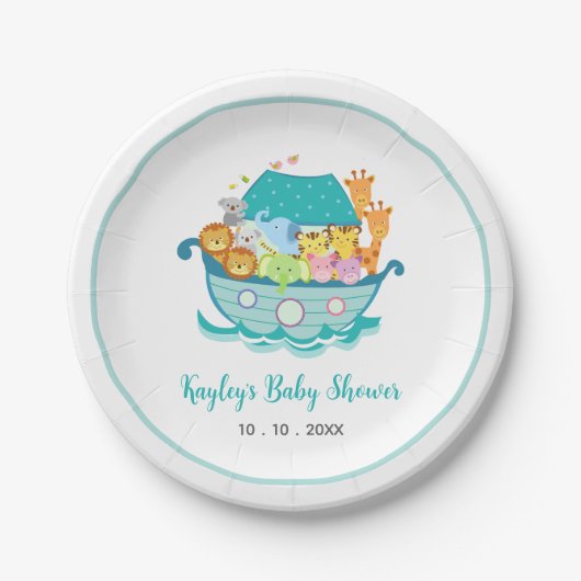 Noah's Ark Boy Baby Shower Paper Teller (Vorderseite)