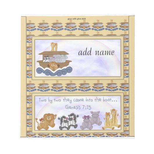 Noahs Ark Candy Bar Wrapper Gastgeschenk Notizblock (Vorderseite)