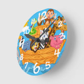Noahs Ark Cartoon Kids Wall Clock Runde Wanduhr (Winkel)