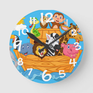 Noah's Ark Cartoon Kids Wall Clock Runde Wanduhr
