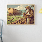 Noah's Ark Construction Scene Poster